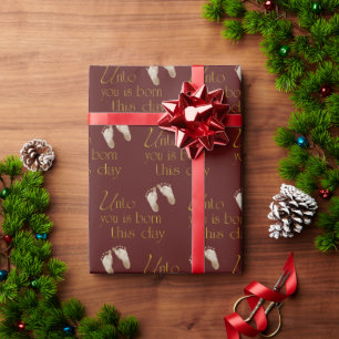 Christmas Bible Verse On Maroon Wrapping Paper