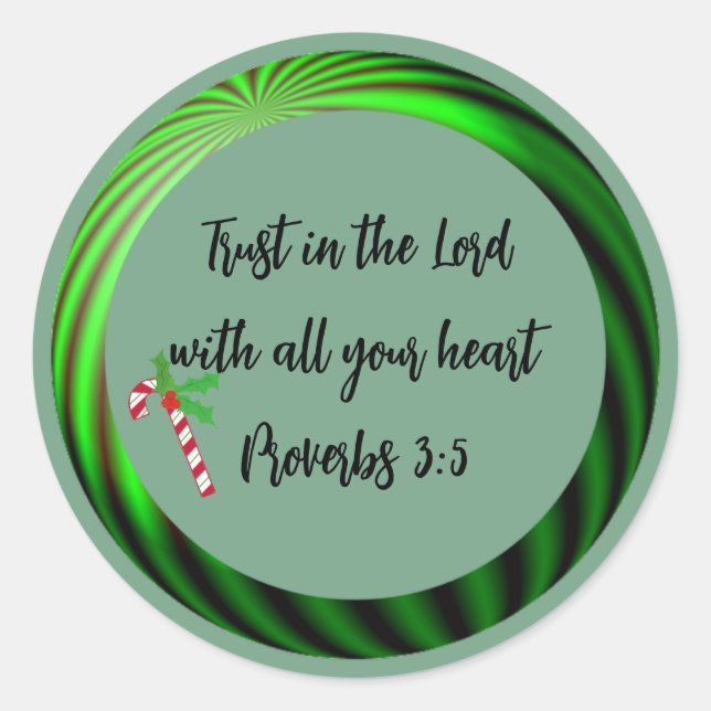 Christmas Bible Verse Proverbs 3:5 Round Sticker (Front)