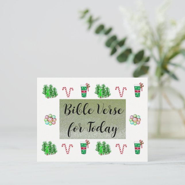 Christmas Bible Verse Today Faux Glitter Postcard (Standing Front)