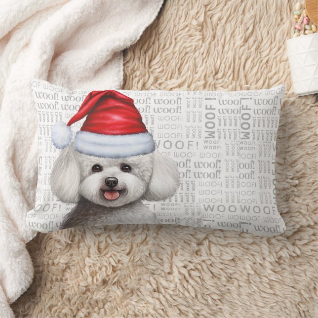 Christmas Bichon Frise Dog Holiday Lumbar Cushion (Blanket)