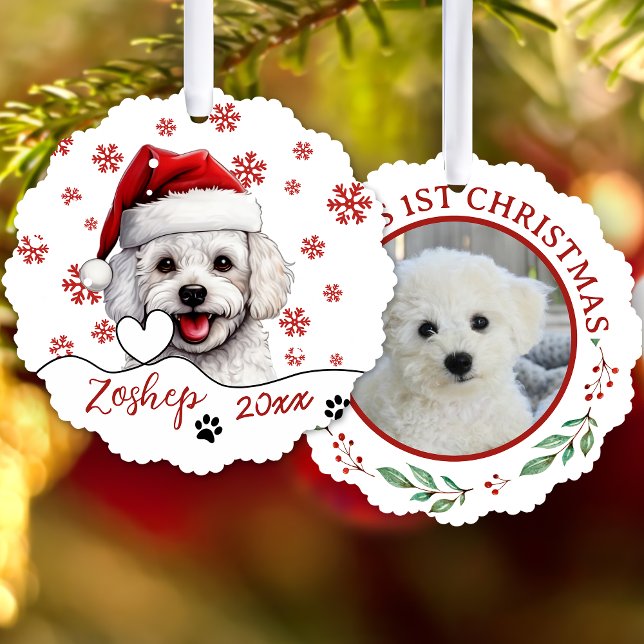 Christmas Bichon Frise Dog Personalised Tree Decoration Card (Creator Uploaded)