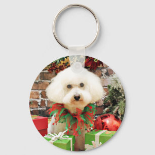 Christmas - Bichon Frise - Harley Key Ring