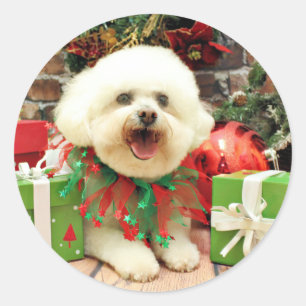 Christmas - Bichon Frise - Mori Classic Round Sticker
