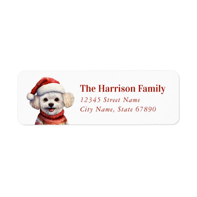 Christmas Bichon Frise Return Address Labels (Front)
