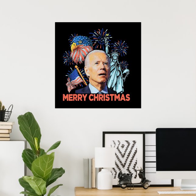 Christmas Biden Funny Joe Biden Confused Xmas Poster (Home Office)