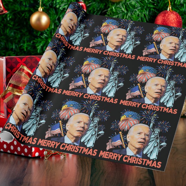 Christmas Biden Funny Joe Biden Confused Xmas Wrapping Paper (Creator Uploaded)
