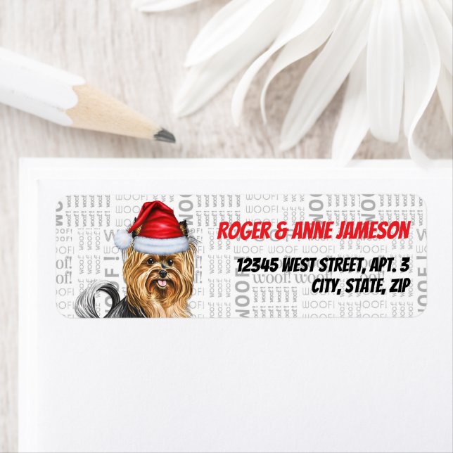 Christmas Biewer Terrier Dog Holiday Address (Insitu)
