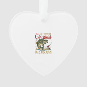 Christmas Big Fish Bass Santa Boat Fishing Ornament