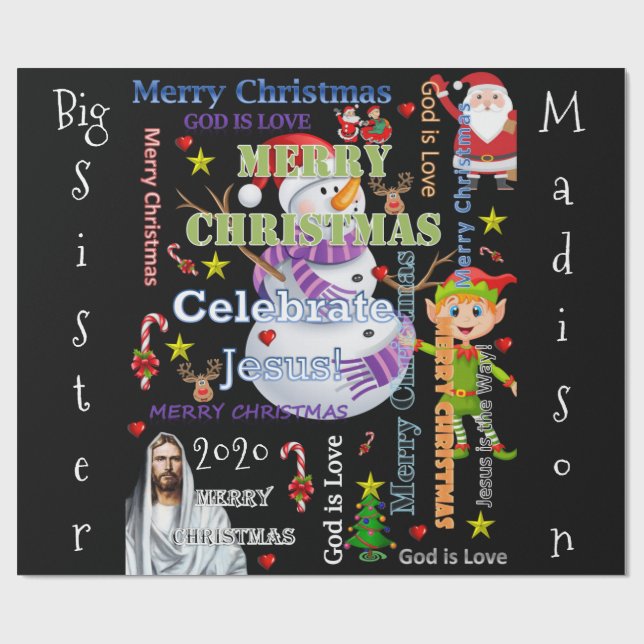 Christmas Big Sister Wrapping Paper Jesus Santa (Flat)
