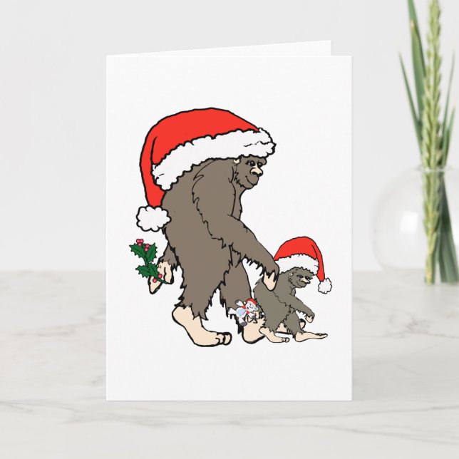 Christmas Bigfoot Family Holiday Card (Front)