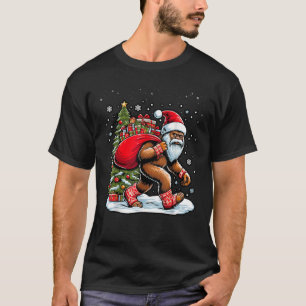 Christmas Bigfoot Santa Claus Carrying Gifts Festi T-Shirt