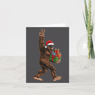 Christmas Bigfoot Santa Hat Funny Sasquatch Big Fo Card