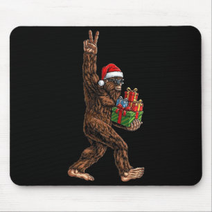 Christmas Bigfoot Santa Hat Funny Sasquatch Big Fo Mouse Mat