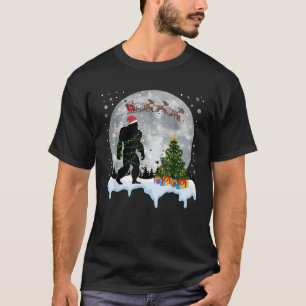 Christmas Bigfoot Santa Hat Sleigh Moon Reindeer T T-Shirt