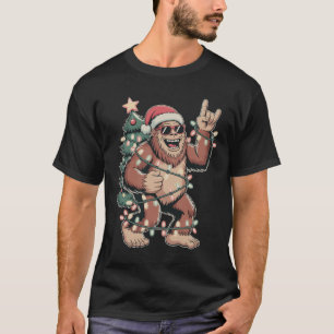 Christmas Bigfoot Sasquatch Santa Hat Xmas Tree T-Shirt