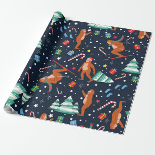 christmas bigfoot sasquatch santa yeti  wrapping paper