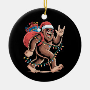 Christmas Bigfoot Sasquatch Xmas Tree Lights Santa Ceramic Tree Decoration