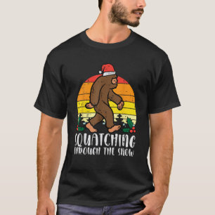 Christmas Bigfoot Squatching Through The Snow Xmas T-Shirt