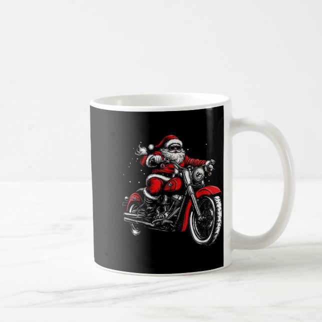 Christmas Biker Santa Claus Funny Motorcycle Motor Coffee Mug (Right)