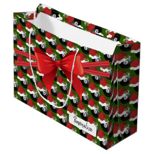 Christmas  Billiard Eight Ball Pattern - Large Large Gift Bag
