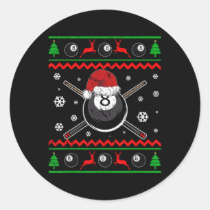 Christmas Billiard Snooker Pool Sport Funny Gift Classic Round Sticker
