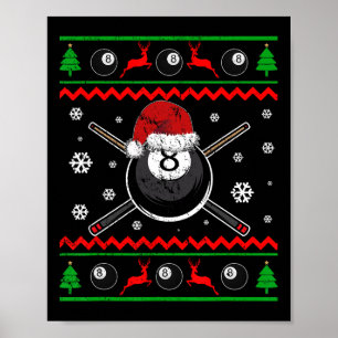 Christmas Billiard Snooker Pool Sport Funny Gift Poster