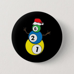 Christmas Billiards Snowman Kids Christmas Present 6 Cm Round Badge