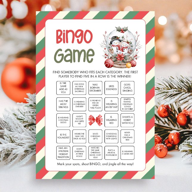 Christmas Bingo Game Holiday Card (Bingo Christmas Game Card)