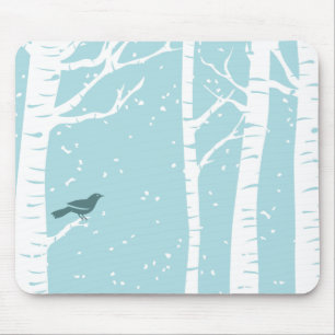 Christmas Birch Trees Mouse Mat