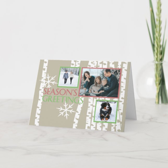 Christmas Birch Trees Photo Holiday Card (Front)