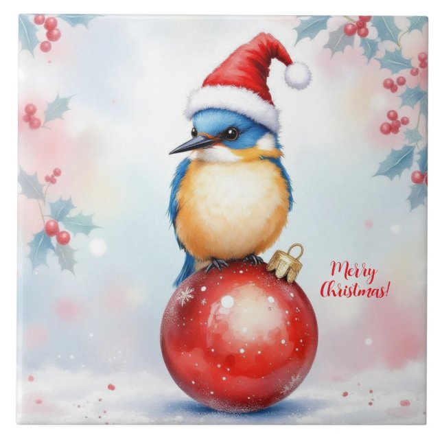 Christmas Bird Cermaic Tile (Front)