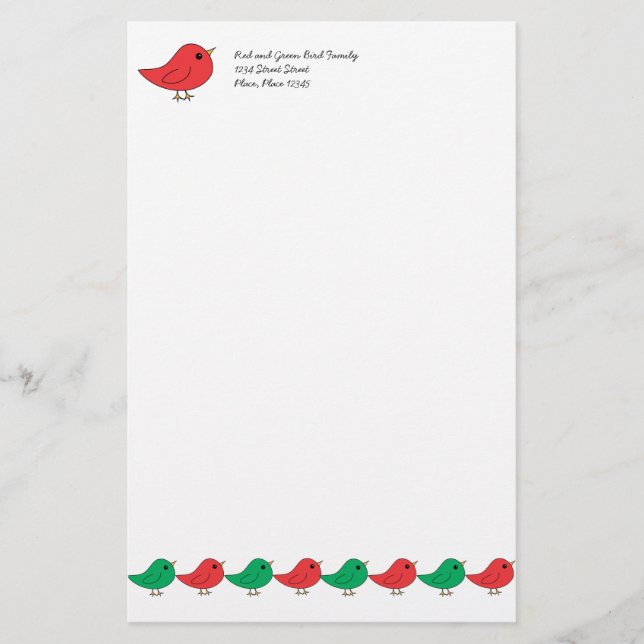 Christmas Bird Family Stationery (Front)