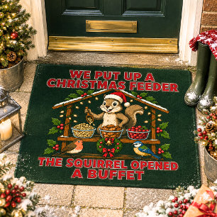 Christmas Bird Feeder Squirrel Buffet Doormat