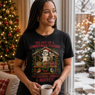 Christmas Bird Feeder Squirrel Buffet T-Shirt