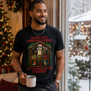 Christmas Bird Feeder Squirrel Buffet T-Shirt