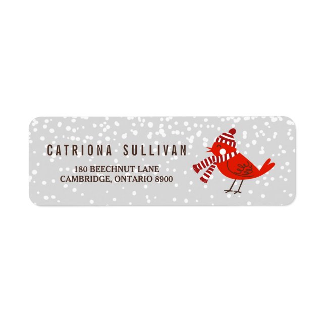 Christmas Bird Floral Holiday Return Address Label (Front)