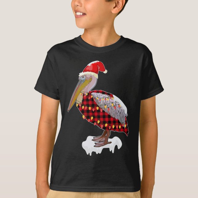Christmas Bird Pelican Santa Hat Costume Bird Love T-Shirt (Front)
