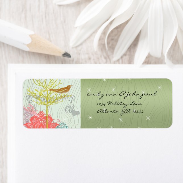 Christmas Bird Return Address Labels (Insitu)