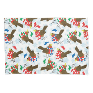 christmas bird santa pillowcase