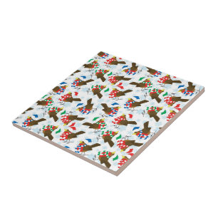 christmas bird santa tile