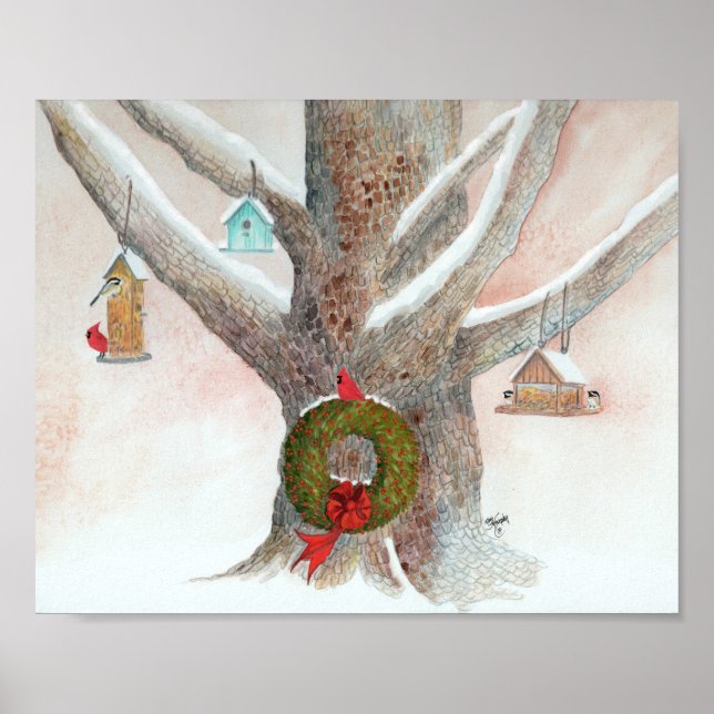 Christmas Bird Tree Poster (Front)