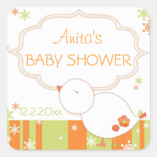 Christmas Bird Winter Baby Shower Square Sticker