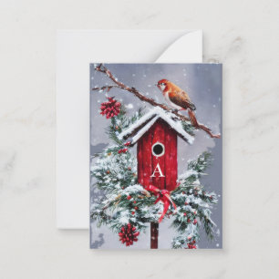 Christmas birdhouse initial budget mini Christmas Card