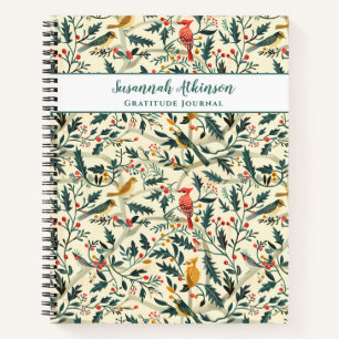 Christmas Birds and Leaves Notebook