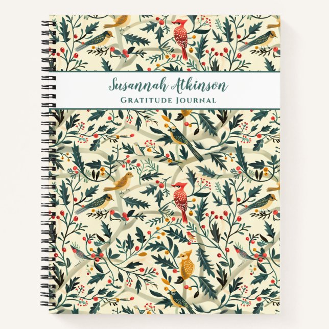 Christmas Birds and Leaves Notebook (Front)