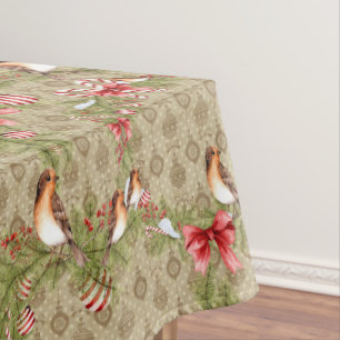 Christmas Birds and Pine Boughs Tablecloth