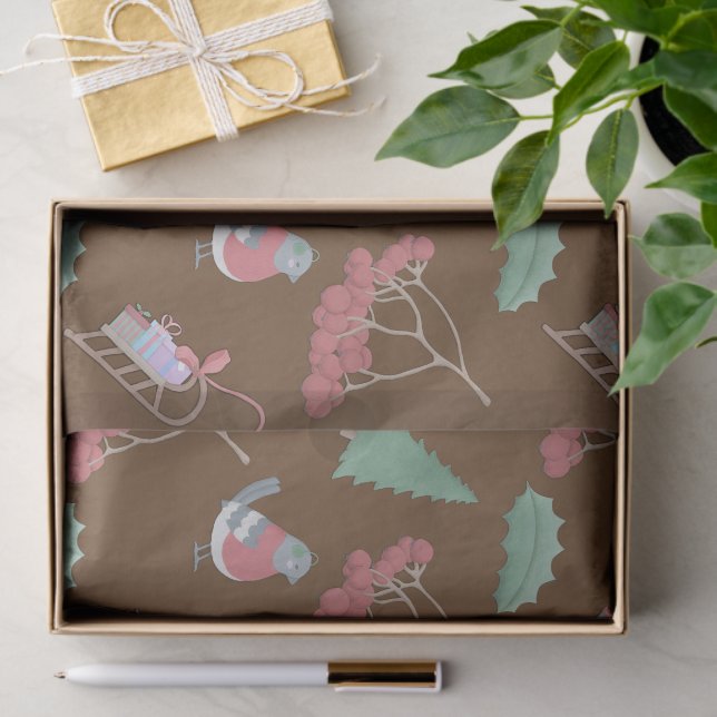 Christmas Birds and Sleds Tissue Paper (Gift)