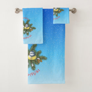 Christmas Birds Bath Towel Set