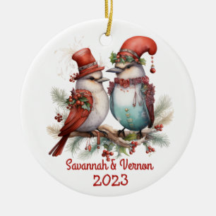 Christmas Birds Couple Ceramic Tree Decoration