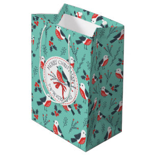 Christmas Birds Merry Christmas Template Medium Gift Bag